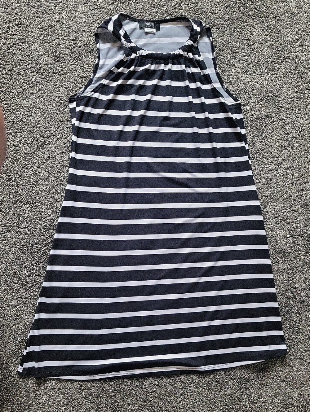 MSK Black & White Striped Sleeveless Shift Dress
